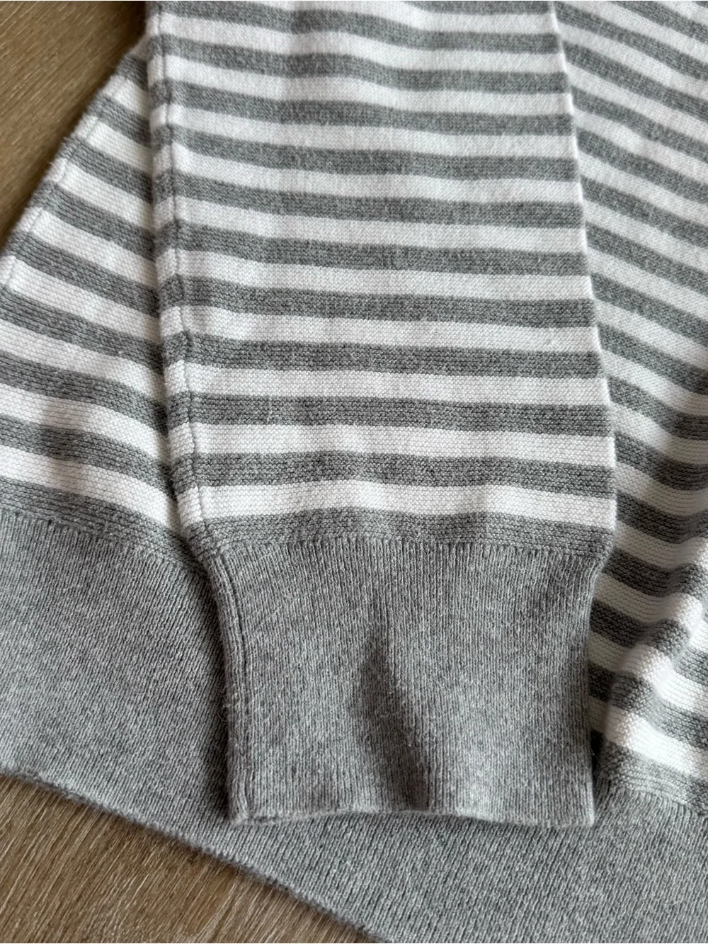 J. Crew Men's Gray & White Striped Crewneck Sweater